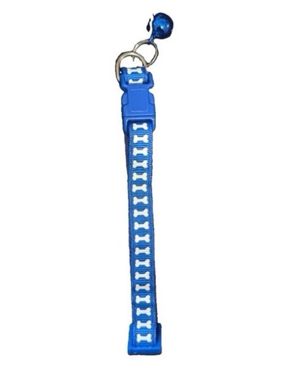 Pet Collar w/Bell Blue Bone Pattern SM-MD Pets Adjustable NEW